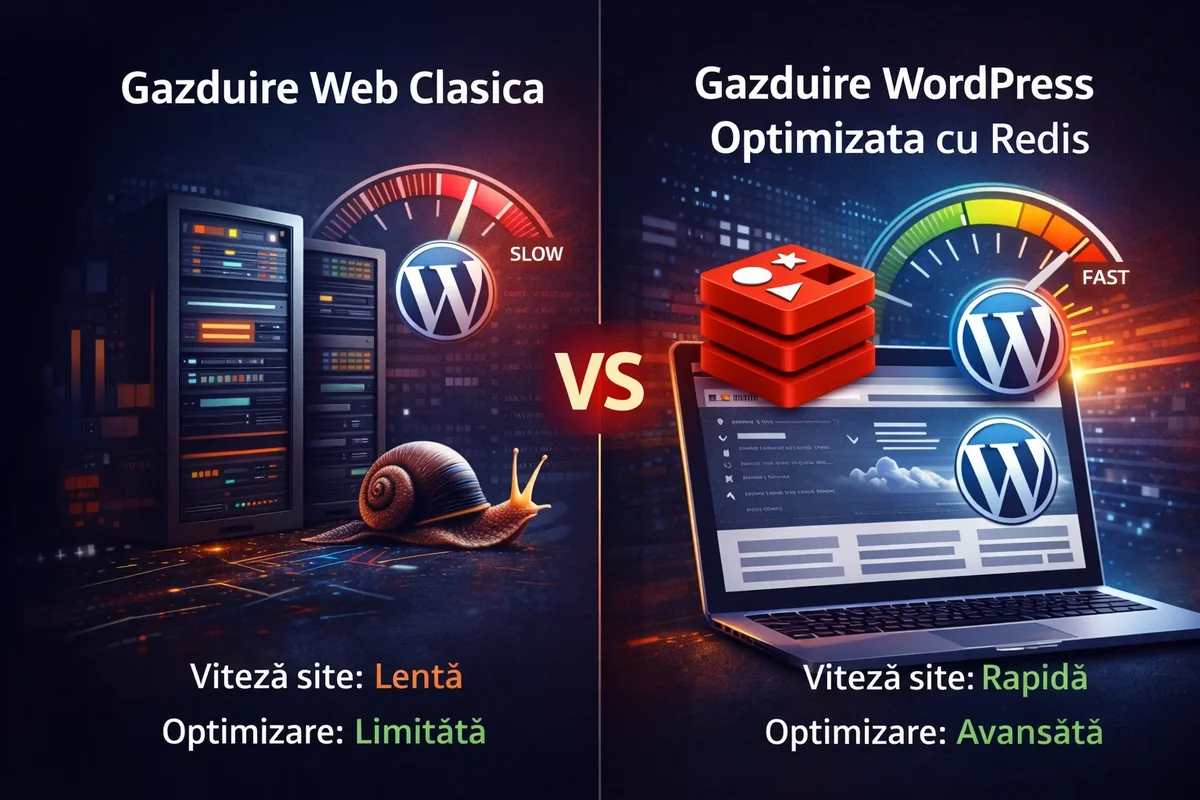 Gazduire Web Clasica vs Gazduire WordPress Optimizata cu Redis