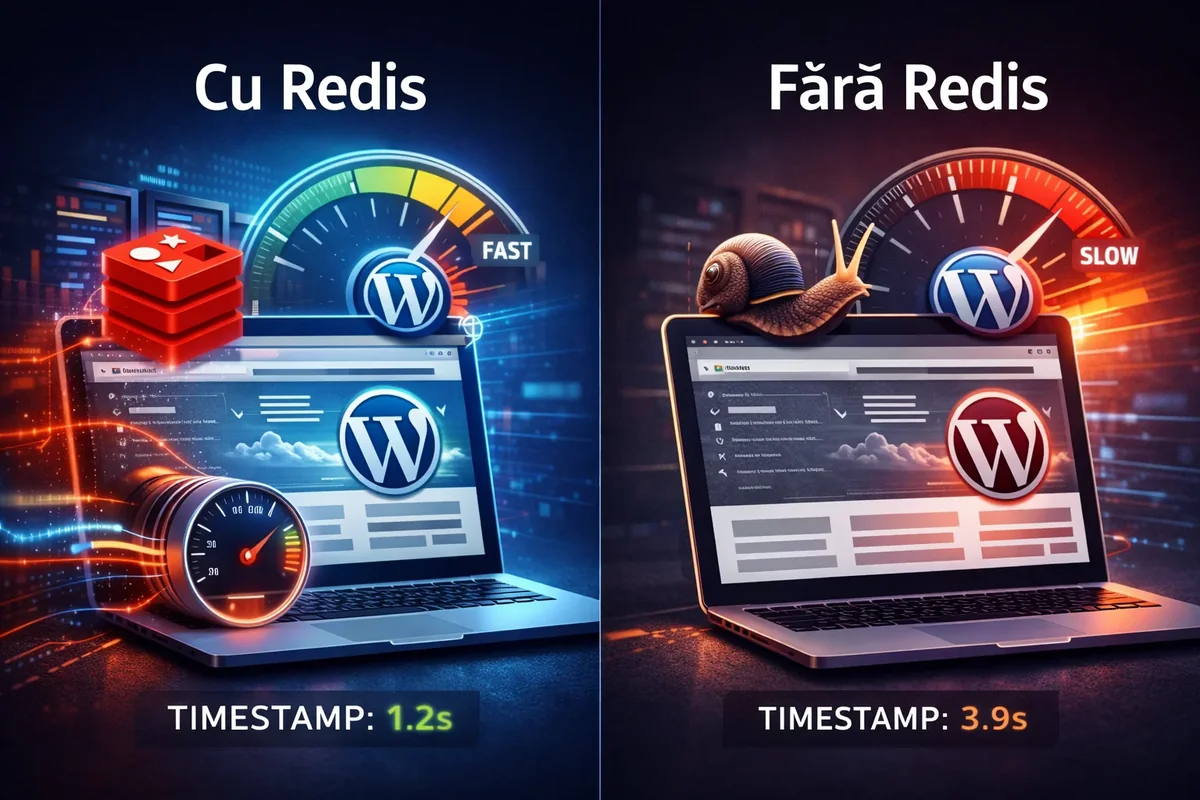 Comparatie viteza WordPress cu Redis vs fara Redis